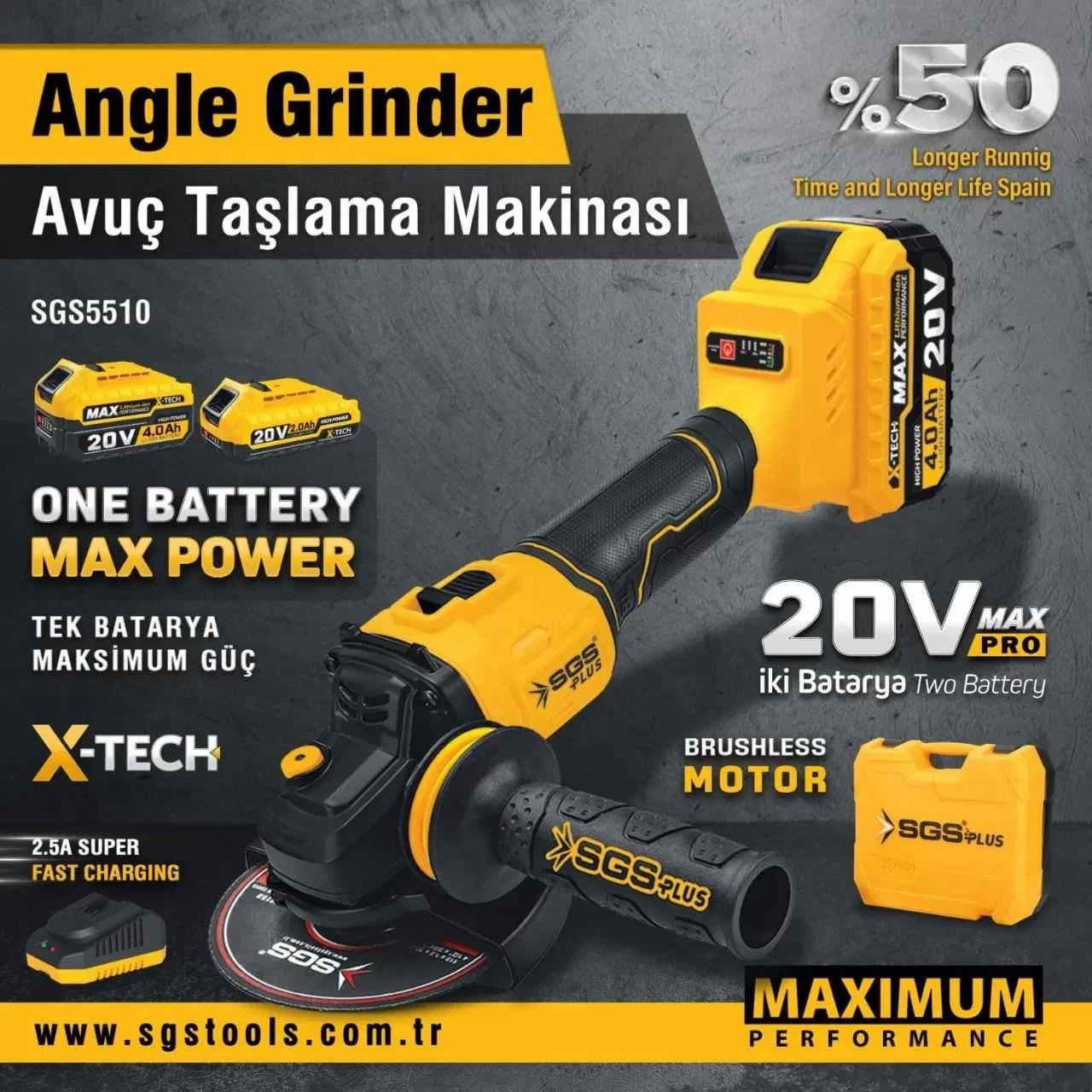 Fleks aku X-tech sgs5510 20V 4.0Ah