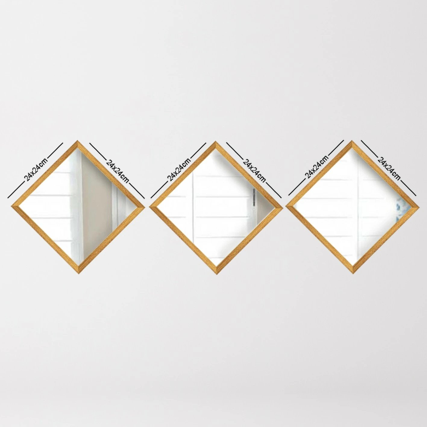 Set pasqyrash dekorative (3 copë), Wallity, SETAYNA_050, ngjyrë ari dhe argjendi