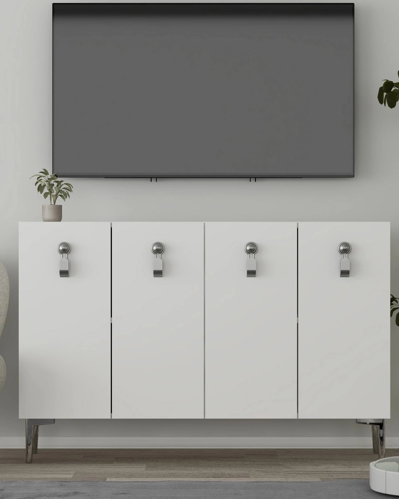 Konsol Skye Decor, 8181KM-64, e bardhë, argjend