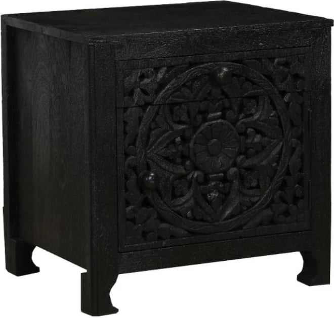 Komodinë Volcano, një derë, një sirtar, ngjyrë e zezë, 50x40x50cm