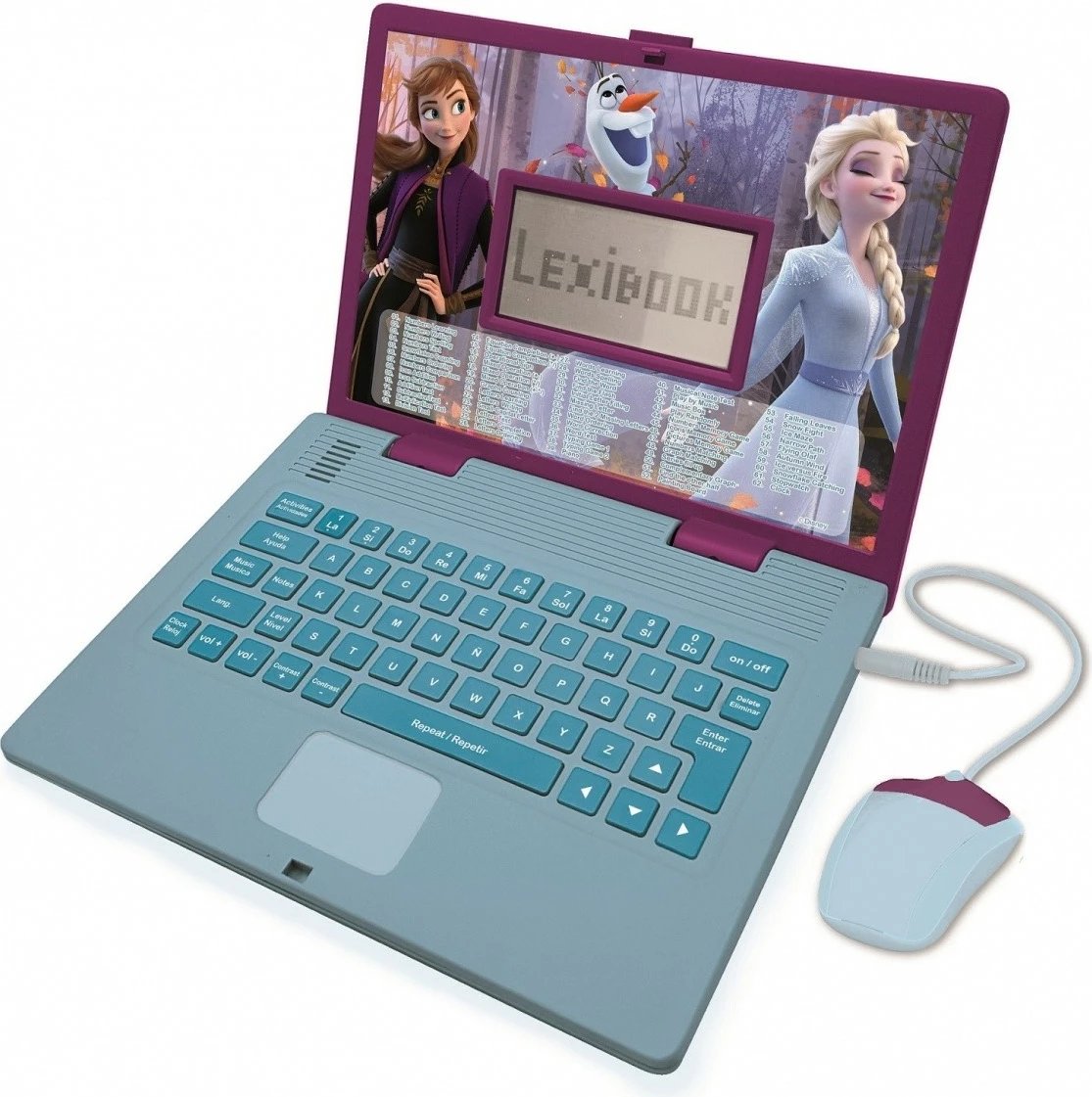 Laptop edukativ Lexibook Disney Frozen, 124 aktivitete, dygjuhësh PL/ENG, për vajza, Azur/Vjollcë