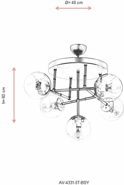 Llambë tavani Opviq, e zezë dhe ari, AV-4331-5T-BSY