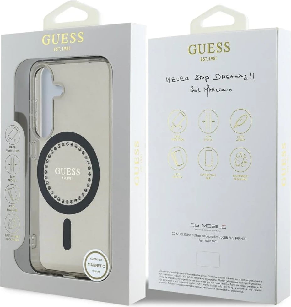 Mbështjellës Guess për Samsung Galaxy S25, MagSafe, i zi Mbështjellës Guess për Samsung Galaxy S25, MagSafe, i zi