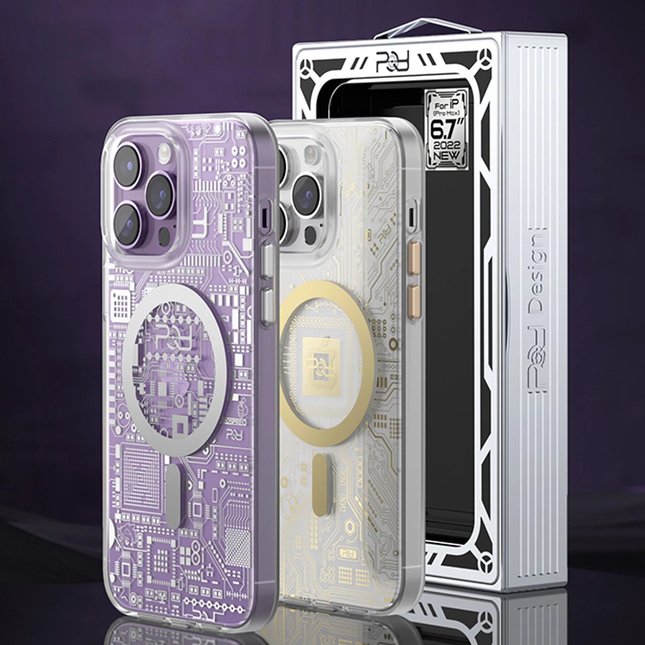 Mbështjellës Kingxbar PQY Geek Series për iPhone 14 Pro Max, MagSafe, argjend