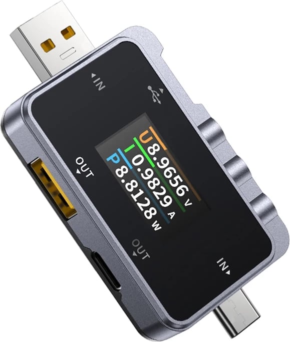 tester USB 2-në-1, FNIRSI, FNAC-28, USB-A/USB-C, ekran OLED 1.06 inç, 6.5A 156W