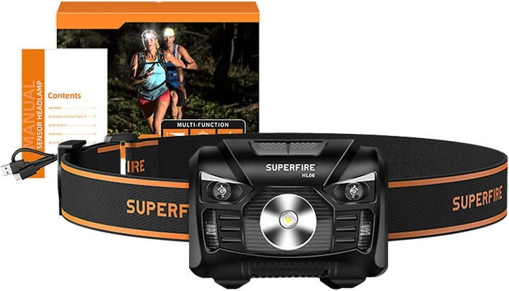Dritë koke Superfire HL06, 500lm, USB, e zezë