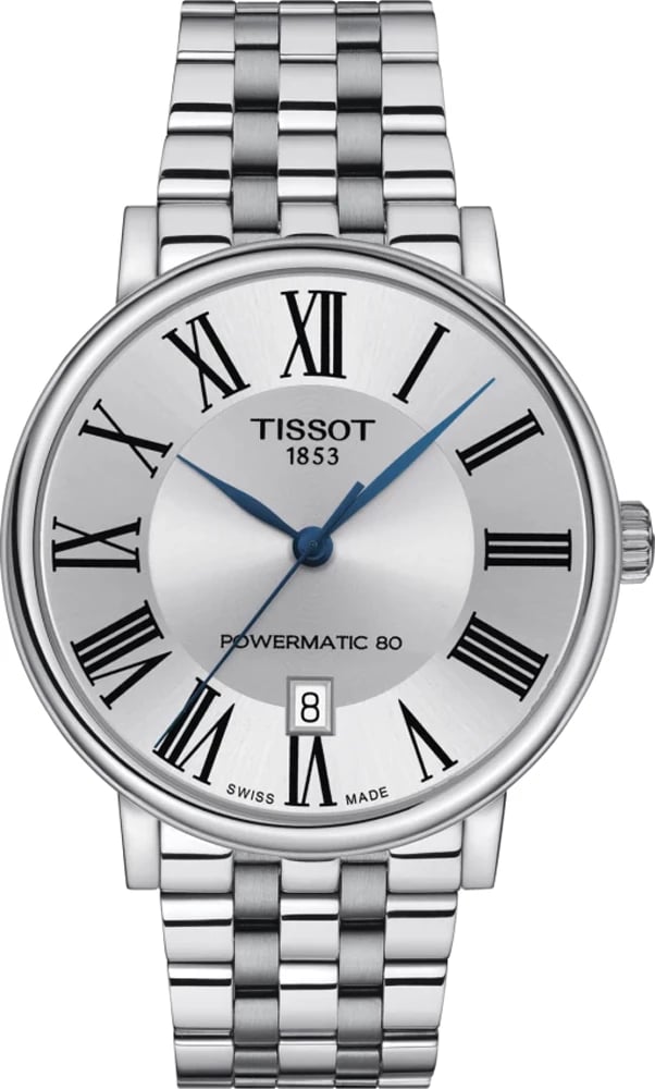 Orë dore për meshkuj TISSOT CARSON POWERMATIC 80, e argjendtë