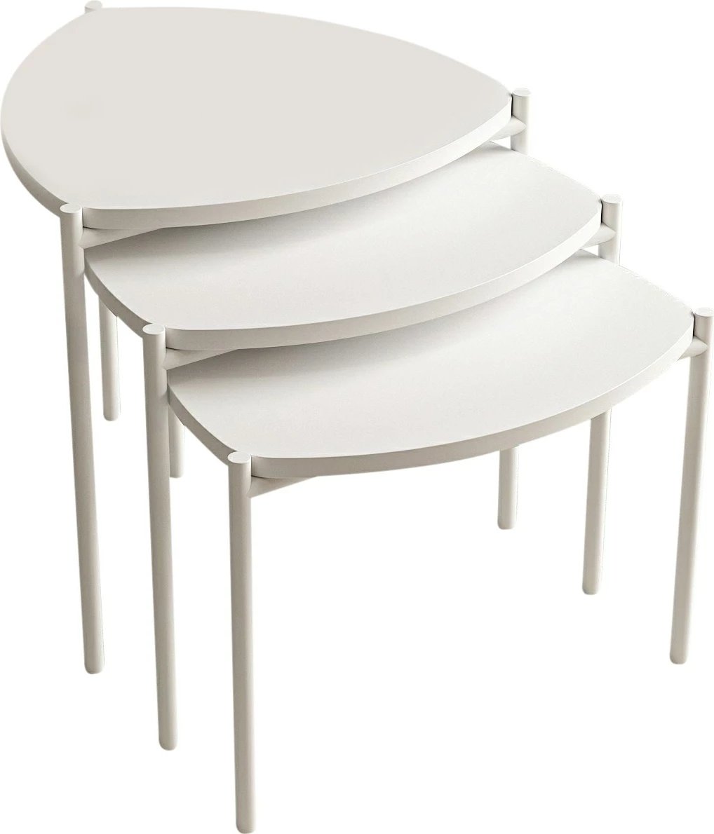 Set tavolinash të vendosshme, Lenny, e bardhë, 3 copë
