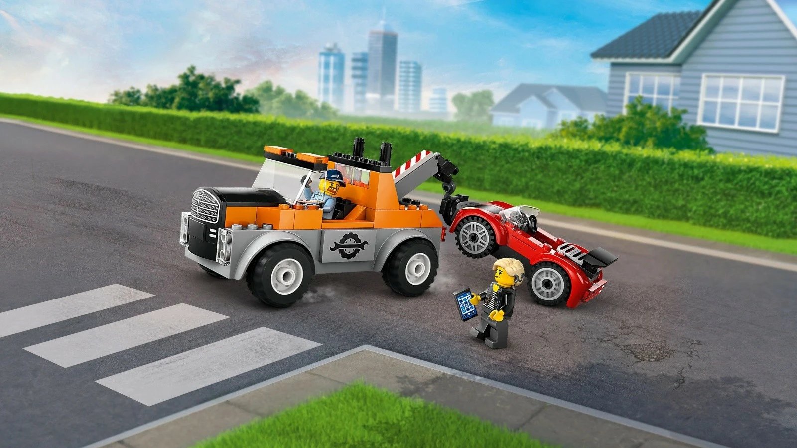 Set lodrash LEGO City 60435, Kamion tërheqës dhe veturë sportive, 101 pjesë, për fëmijë