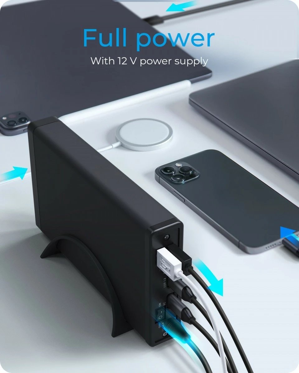 Kasë e jashtme IcyBox IB-382H-C31 për HDD/SSD 2.5"/3.5", HUB USB-C/USB-A, e zezë
