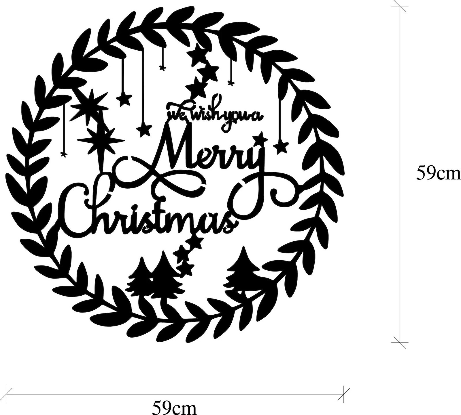 Aksesor dekorativ metalik për mur, Wallity, i zi, XMASBLACK - 010