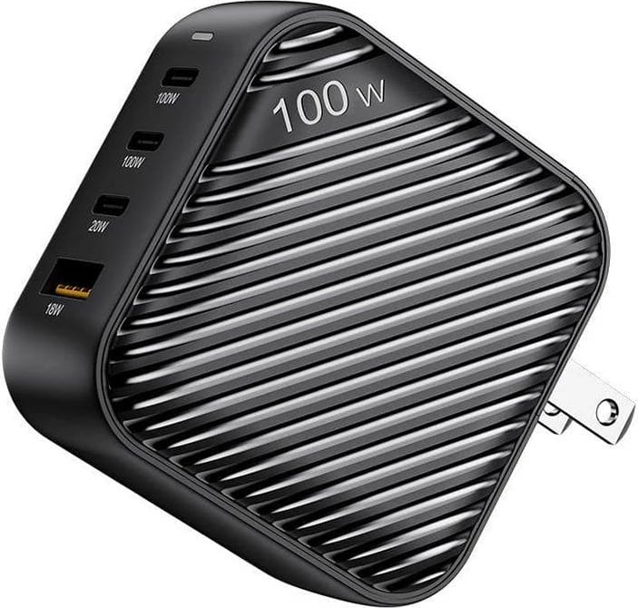 Karikues INVZI GanHub, 100W, 3x USB-C + 1x USB-A, me adapterë udhëtimi, i zi