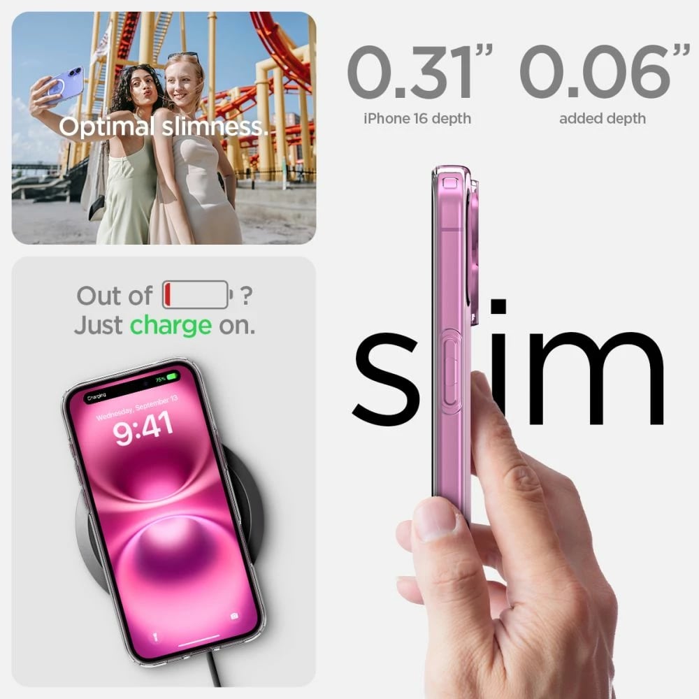 Mbështjellës Spigen Liquid Crystal Mag me MagSafe për iPhone 16 Plus, Transparent