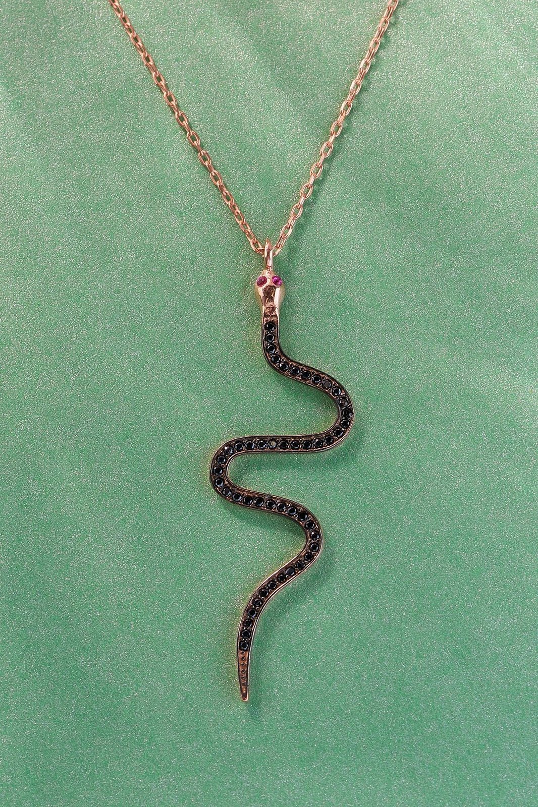 Vathë argjendi, formë gjarpri, ngjyrë rozë ari dhe e zezë, Jumeon 10278SYH