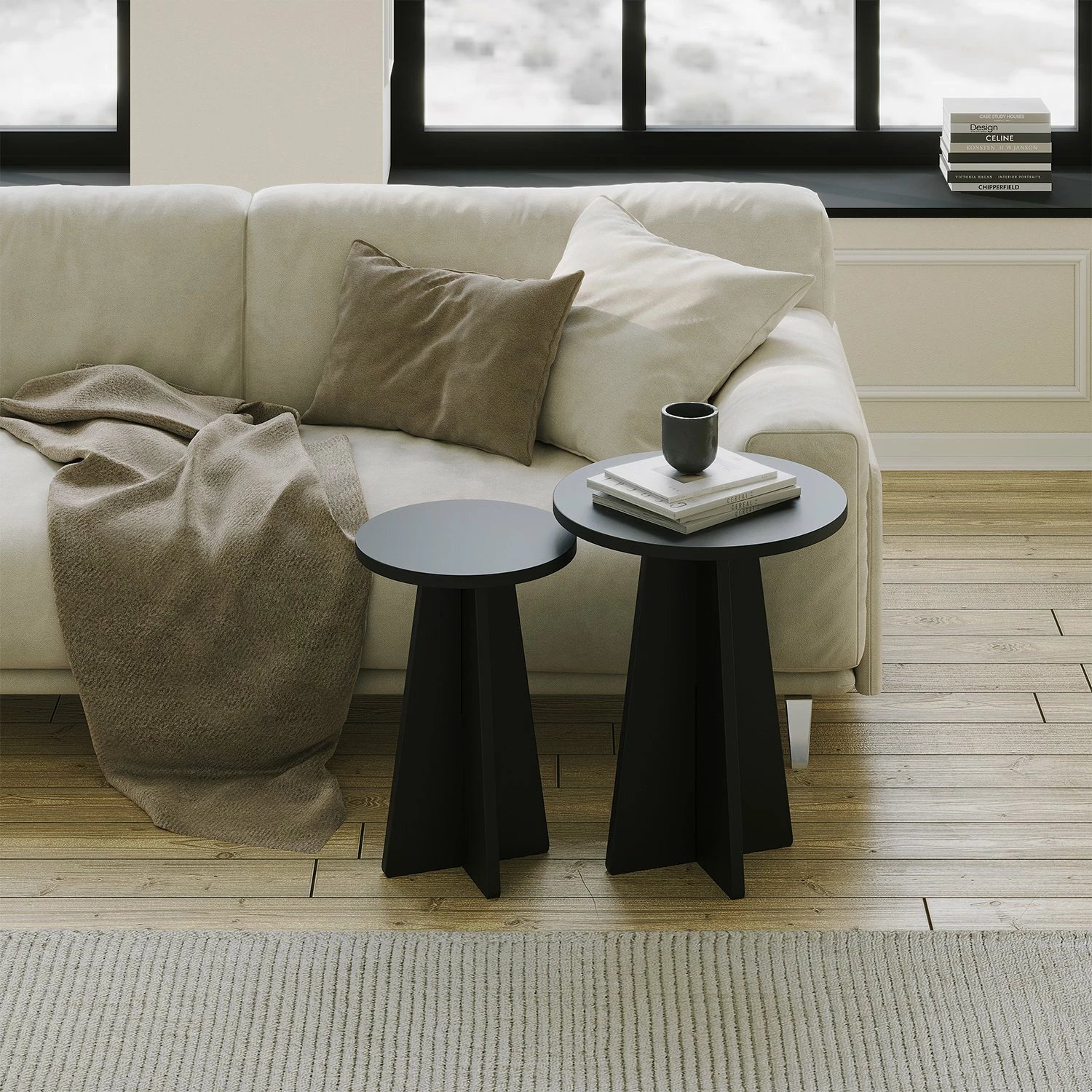 Set tavolinash kafeje Hanah Home, Mushroom 2, e zezë