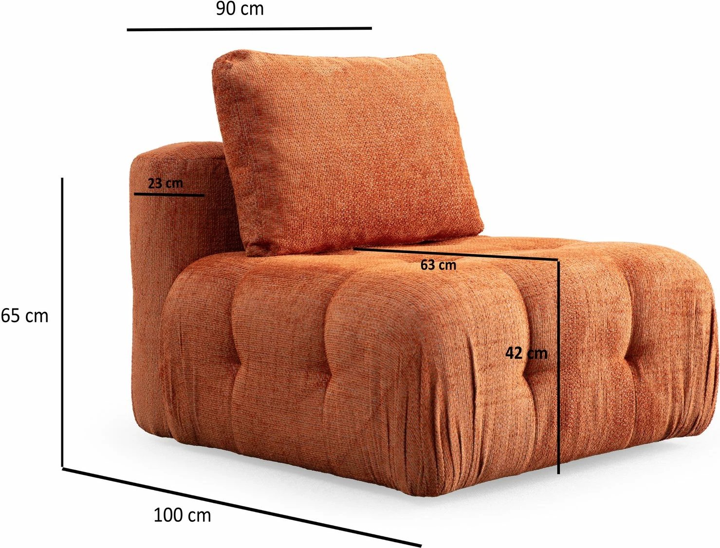 Divan treshe Amaris, portokalli, Atelier del Sofa