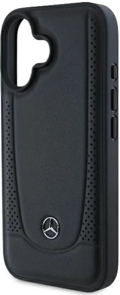 Mbështjellës Mercedes Leather Urban për iPhone 16 Plus, Lëkurë, E zezë