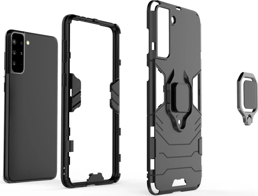 Mbështjellës Hurtel Ring Armor për Samsung Galaxy S22+, i zi