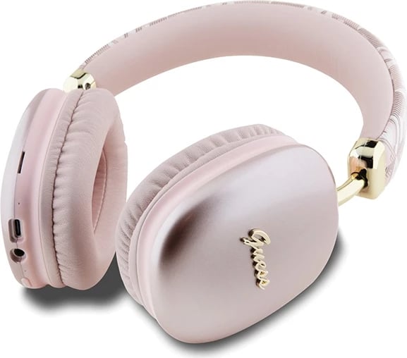 Kufje Bluetooth Guess GCube Metallic Script Logo, On-ear, 32 orë, Rozë Kufje Bluetooth Guess GCube Metallic Script Logo, On-ear, 32 orë, Rozë