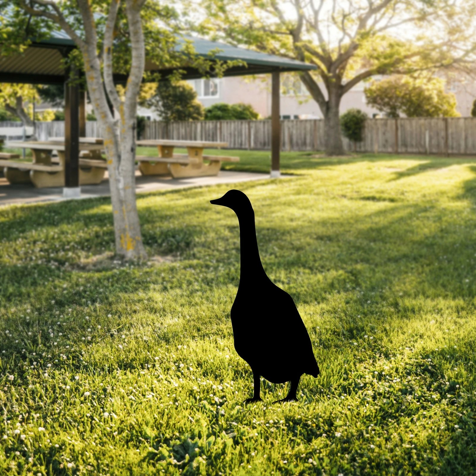 Dekor për kopsht, objekt dekorativ, patë, Aberto Design, ngjyrë e zezë, 65x26cm