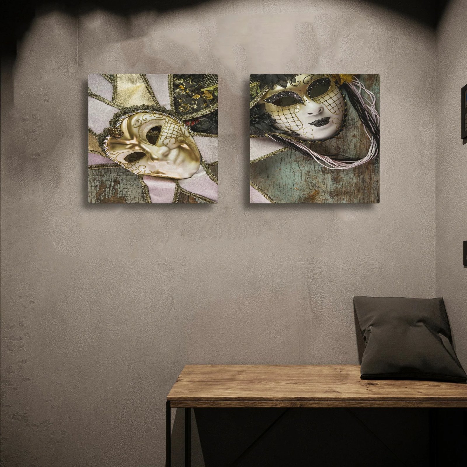 Pikturë dekorative në kanavacë (2 copë), Wallity, ASR2-CNV25-20, 50x50cm, ngjyrë ari dhe e zezë