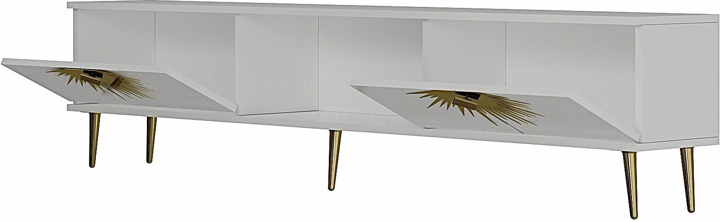 Komodë për TV, Skye Decor, e bardhë, e artë
