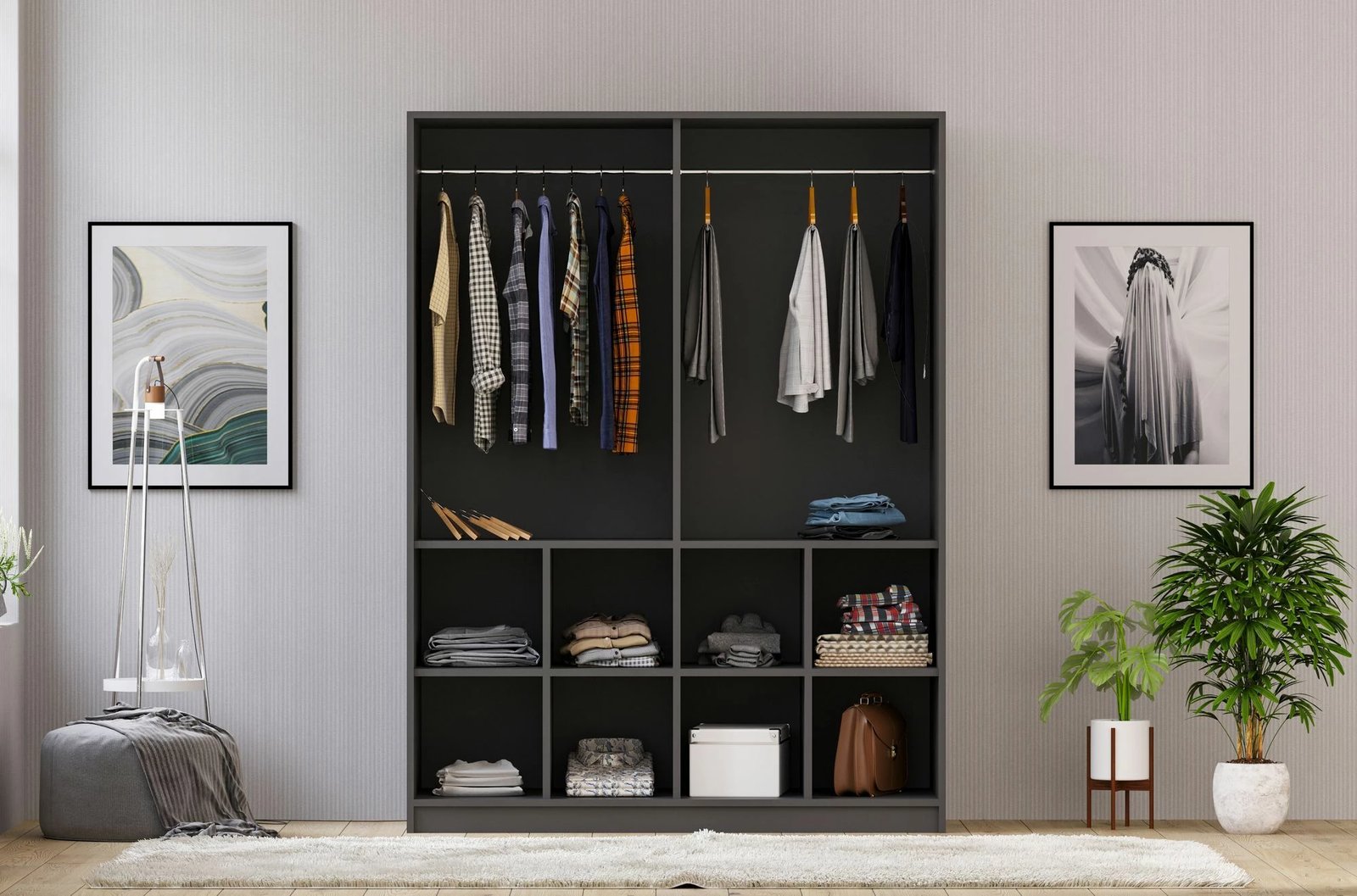 Dollap Skye Decor, ngjyrë e bardhë mat dhe antracit, Rb-183-01