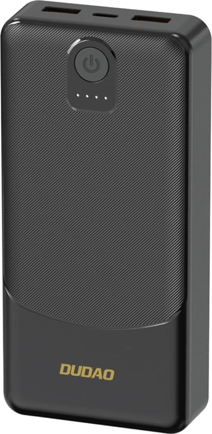 Powerbank Dudao K10 10000mAh, 2 x USB-A 2.4A, 12W, hyrje USB-C, e zezë