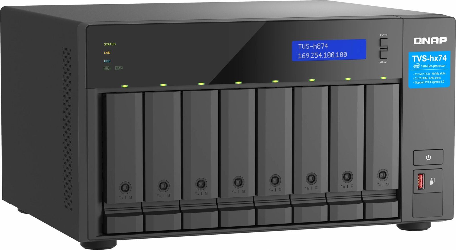 NAS QNAP TVS-H874-I5-32G, Intel Core i5-12400, 32GB RAM, 8-bay, e zezë