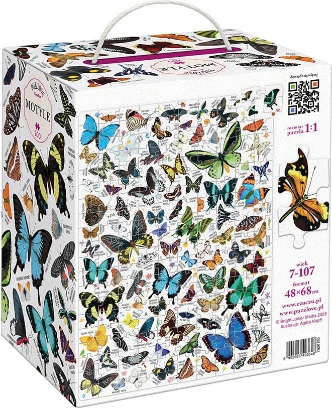 Puzzle CzuCzu Puzzlove Butterflies 200 pjesë, shumëngjyrëshe