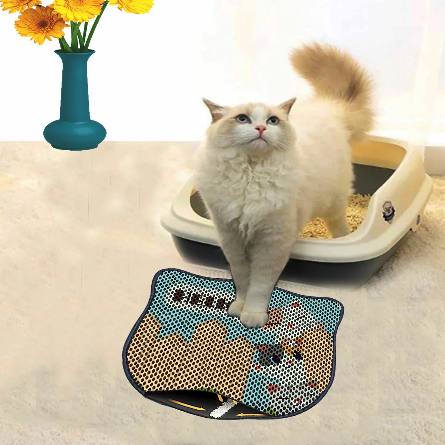 Tapet për rërë mace, shumëngjyrësh, Paws & Whiskers, Kdkafa0164, 40x50cm