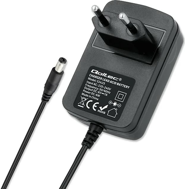 Karikues automatik baterie Qoltec 52425, 6V, 1A, LED, i zi