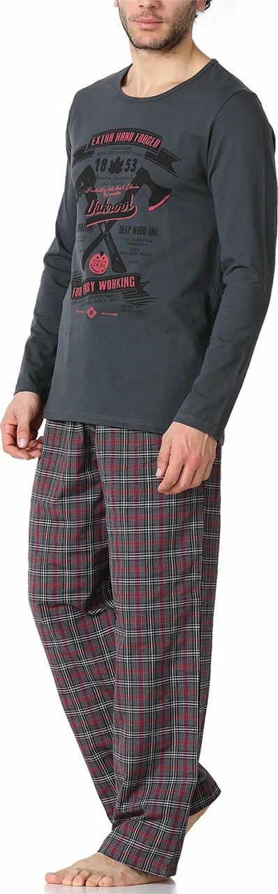 Set pizhamash për burra Jumeon, 002-000265, fume, e kuqe