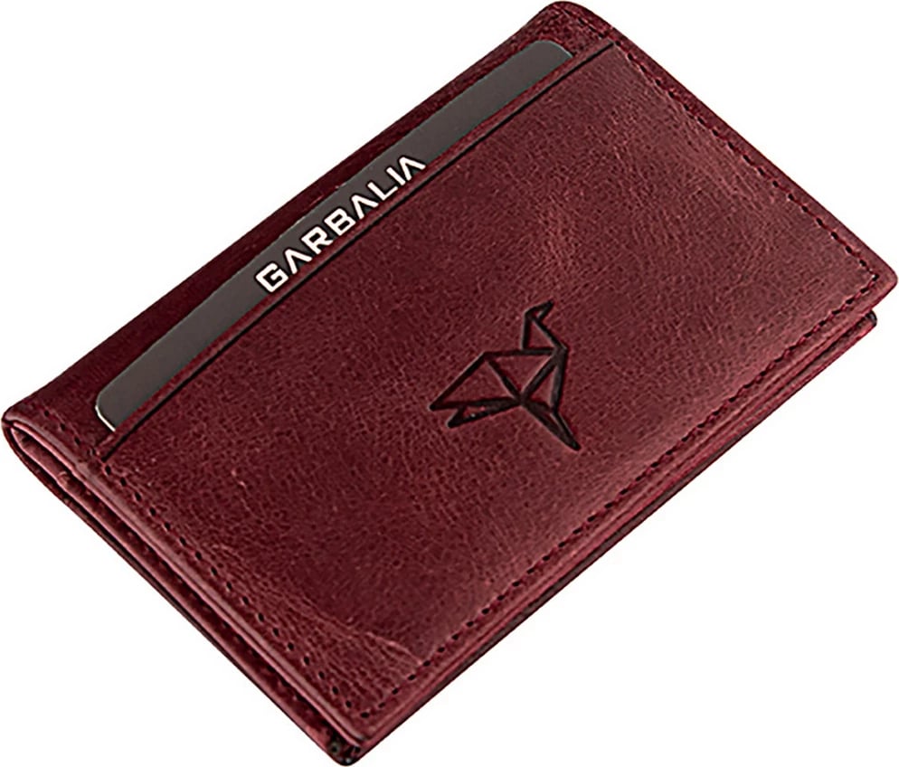 Portofol uniseks Zoozie Bags, lëkurë natyrale, ngjyrë e kuqe claret