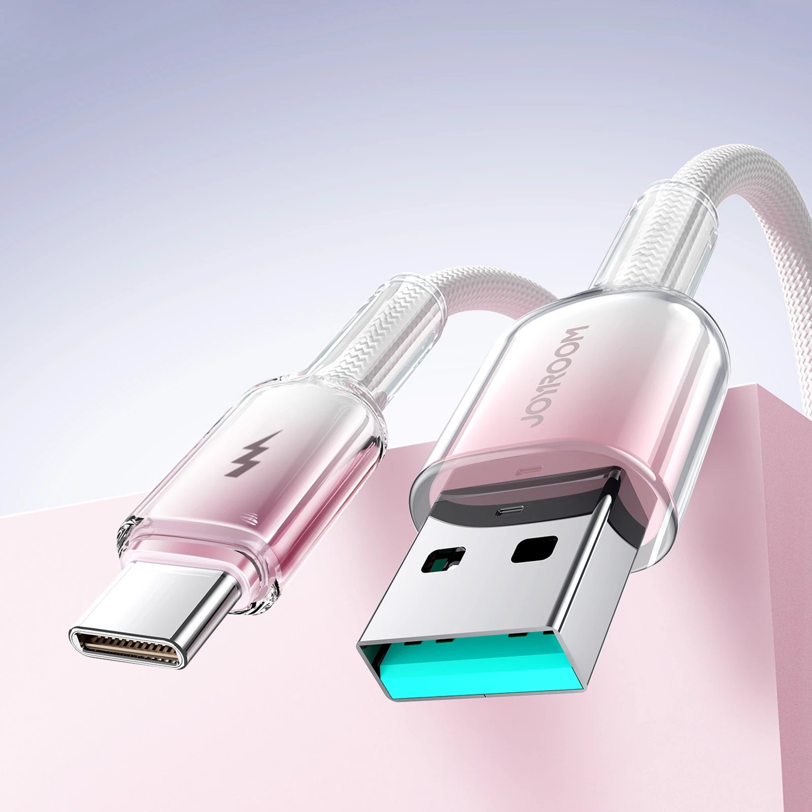 Kabllo Joyroom S-A42 Crystal-Clear Series, USB-A në USB-C, 1.2m, 3A, Bardhë