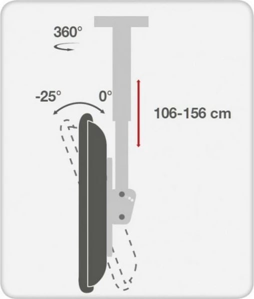 Mbajtëse tavani për TV/monitor Techly 309357, për LCD/LED 37-70 inç, 50kg, e zezë Mbajtëse tavani për TV/monitor Techly 309357, për LCD/LED 37-70 inç, 50kg, e zezë