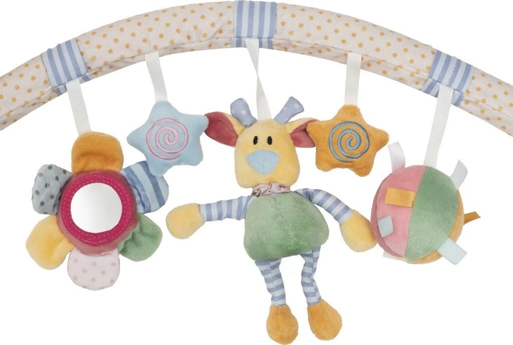 Lodër karroce (trapezë) Baby Mix, plushe lule/ari/yje, 80 cm, me kapëse, 3m+, shumëngjyrëshe