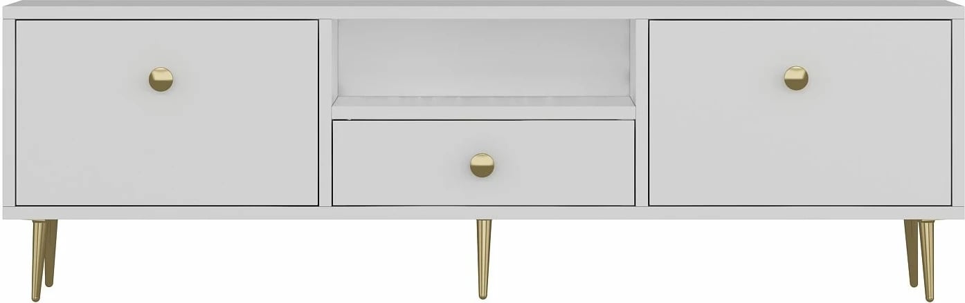 Komodë TV Skye Decor, e bardhë, e artë, 1307-DROP-1