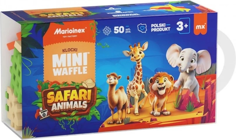 Set lodrash ndërtimi Marioinex Mini Waffle Safari Animals, 50 pjesë