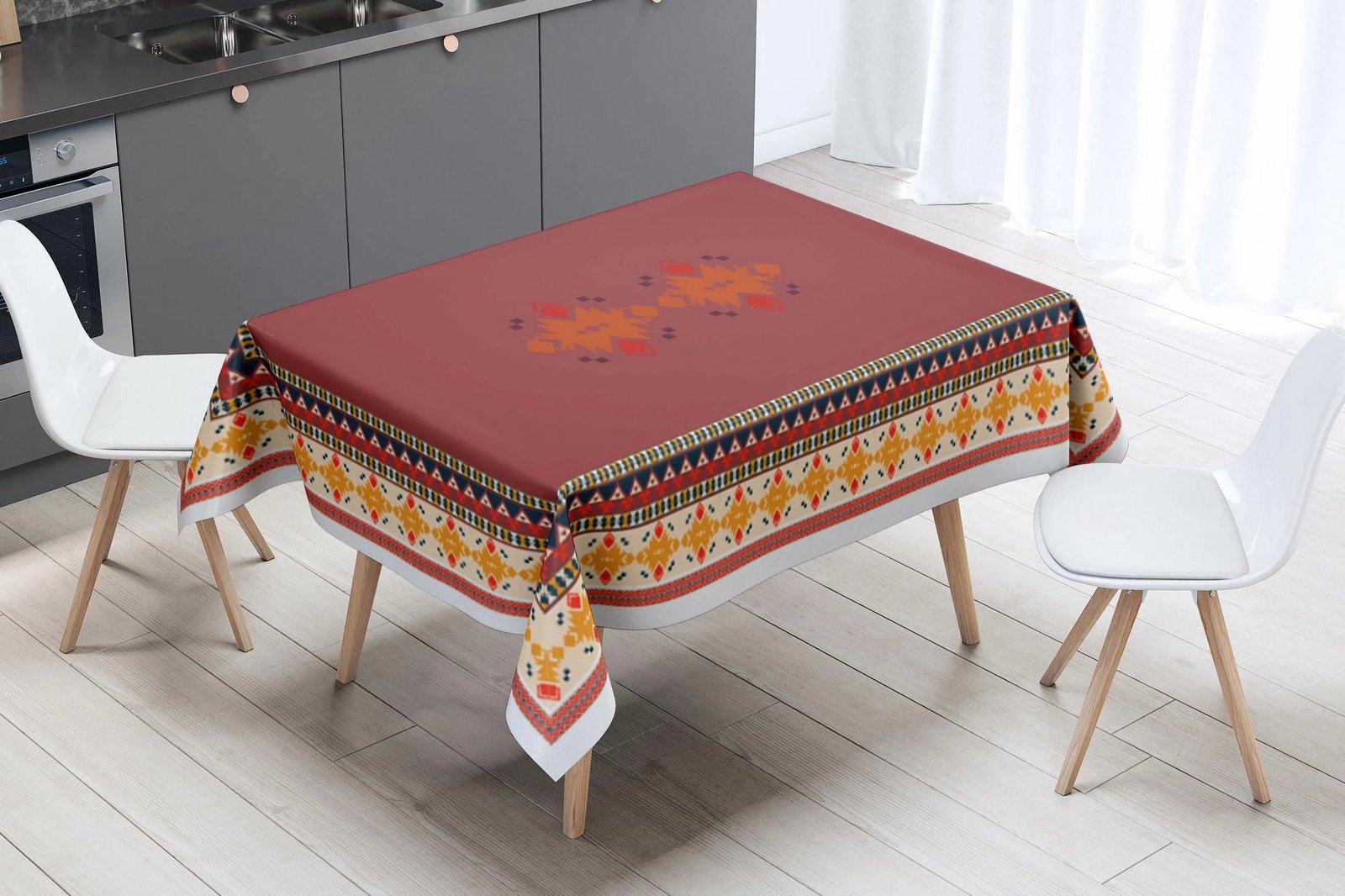 Mbulesë tavoline Hermia Concept, etnike, e kuqe