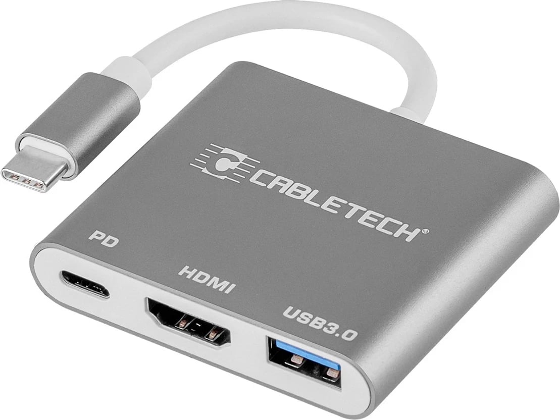Adapter CABLETECH LEC-KOM0952, Type-C në USB 3.0 dhe HDMI, Gri