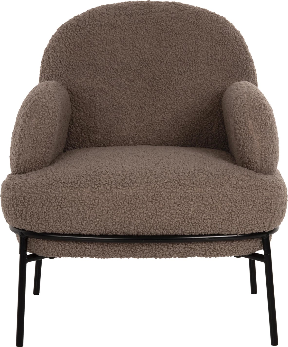 Karrige AGNES FH9525.25 ngjyrë kafe e çelët boucle, këmbë metali të zeza, 74x71x83H cm.