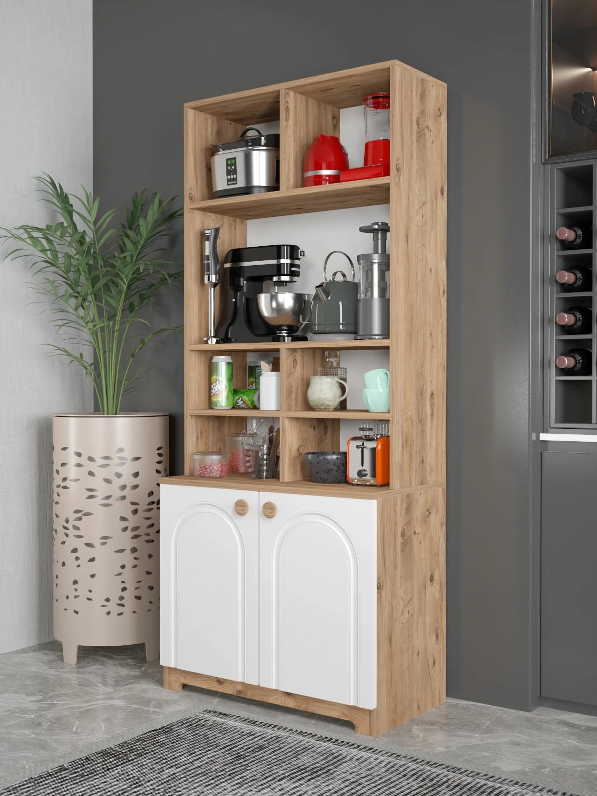 Dollap multifunksional Skye Decor, ngjyrë Atlantic Pine dhe e bardhë, Lunora