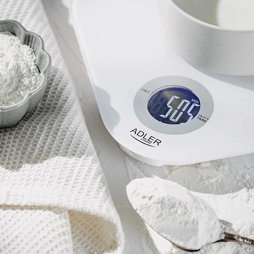 Peshore kuzhine, Adler AD 3180, 10 kg, LCD, platformë qelqi 218x218 mm, llogaritje vëllimi ujë/qumësht, funksion tare