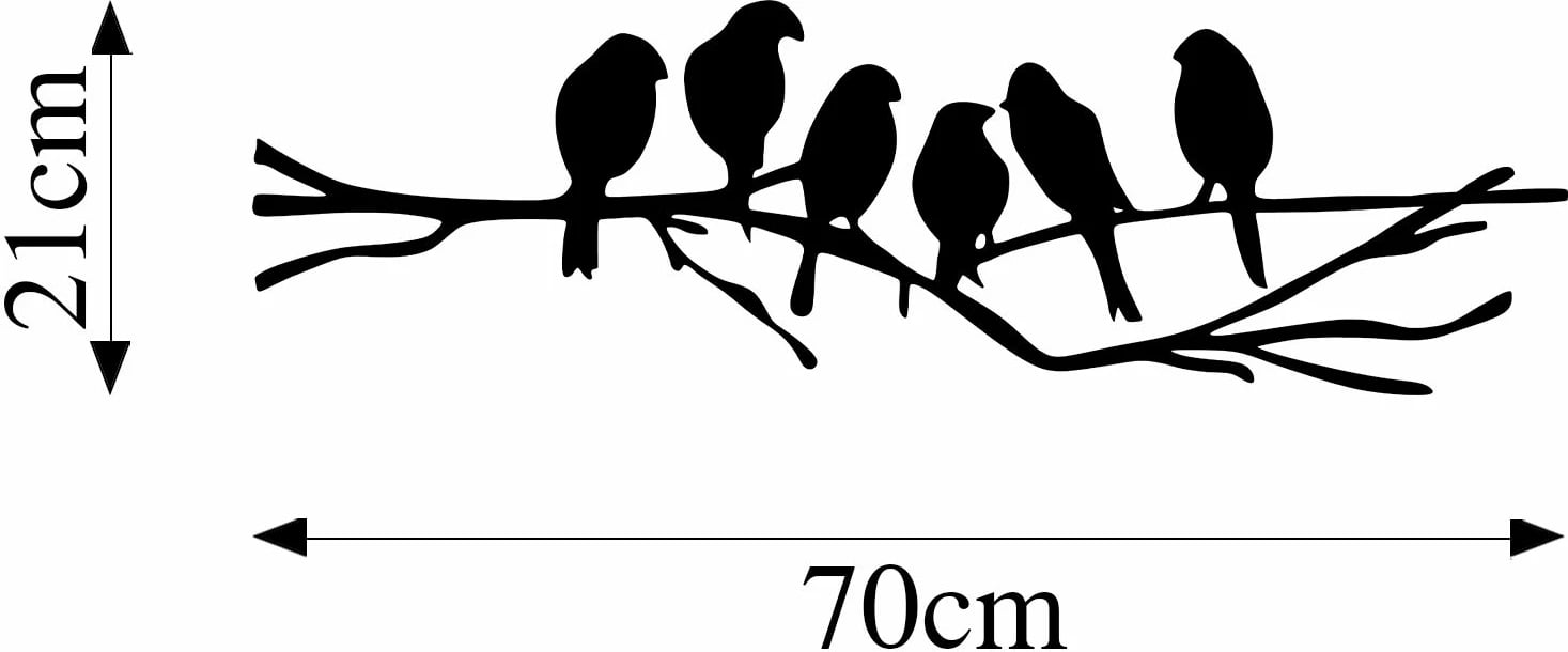 Aksesor dekorativ metalik për mur, zogj në degë, Wallity
