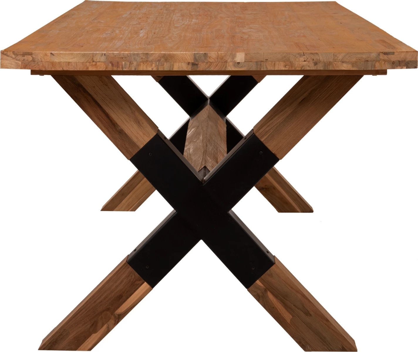 Tavolinë ngrënieje KATTE FH9557 dru TEAK i ricikluar, këmbë metalike, 250x100x78H cm