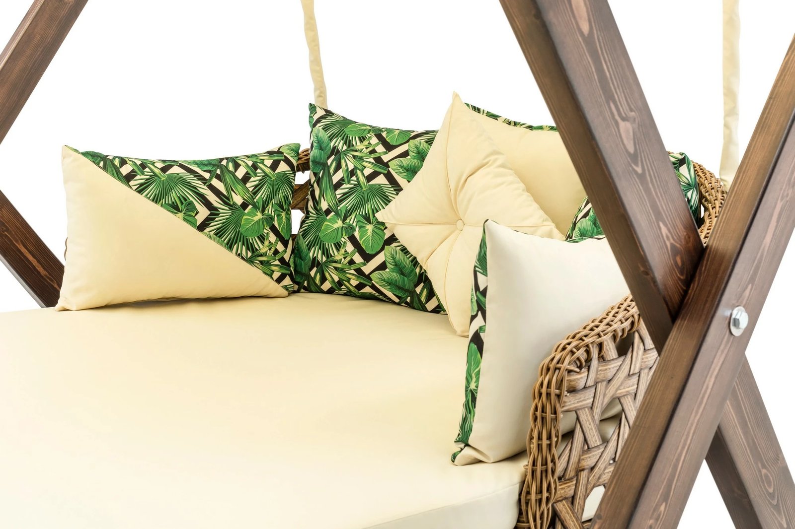 Karrige lëkundëse dyshe për kopsht, ngjyrë krem, Skye Decor Dominic