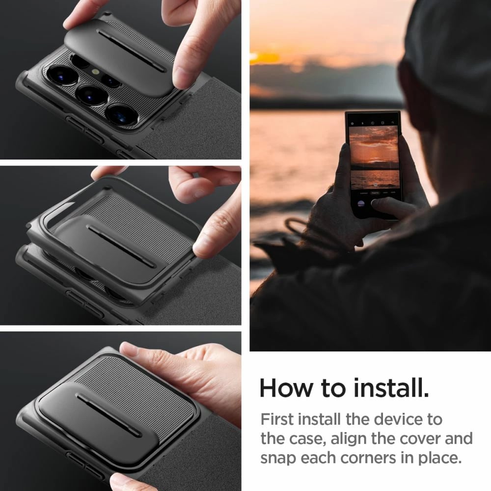 Mbështjellës Spigen Optik Armor për Samsung Galaxy S24 Ultra, i zi