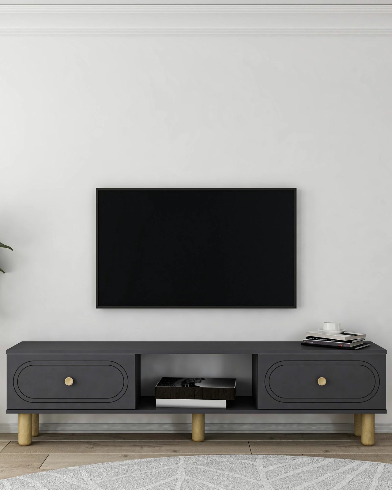 Komodë TV Skye Decor, ngjyrë antracit, Polen Bohem