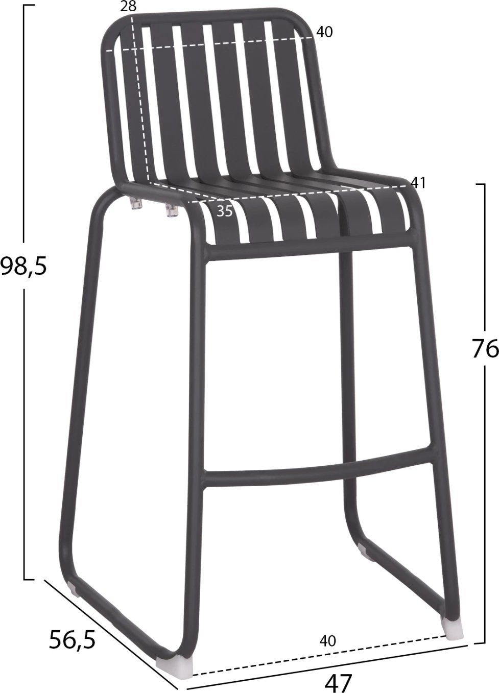 Karrige për bar alumini RACHEL, ngjyrë gri, FH6341.01, 47x56.5x98.5cm